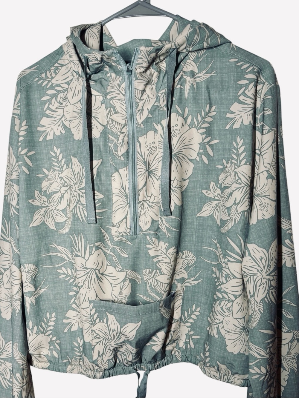 {EUC} HURLEY 1/2 Zip Windbreaker Floral Hoodie XL